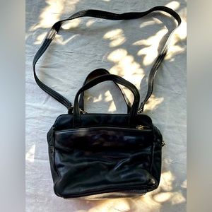 Vintage Liz Claiborne Black Leather Mini Crossbody Convertible tote Bag purse